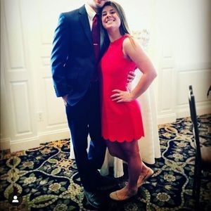 J crew scalloped red mini dress